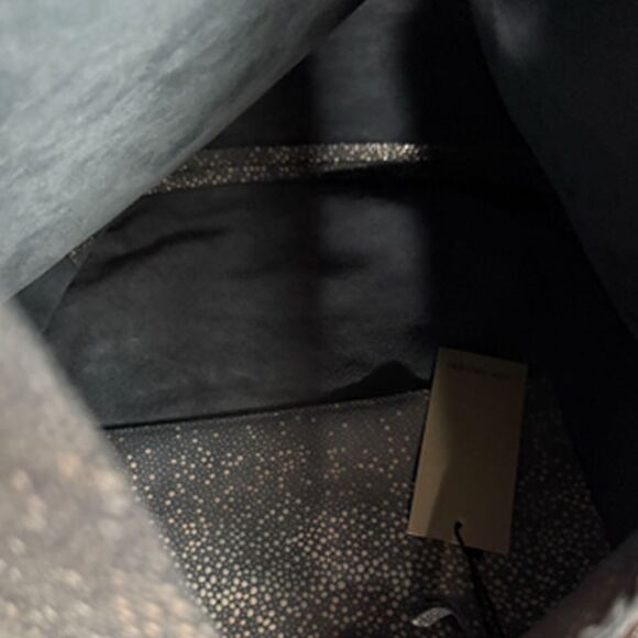 Linde Gallery St Barth Leather Blue Sparkle Large Shopping Tote Bag - Picture 7 of 13